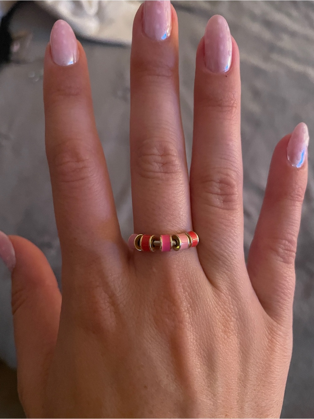 Pura Vida Pink and Gold Enamel Stack Ring